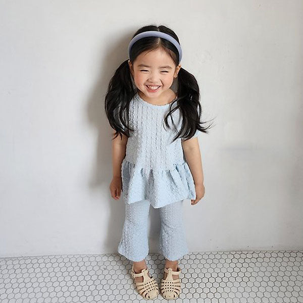 Pleated Bootcut Pants Set Korean toddler set in cream made in Korea