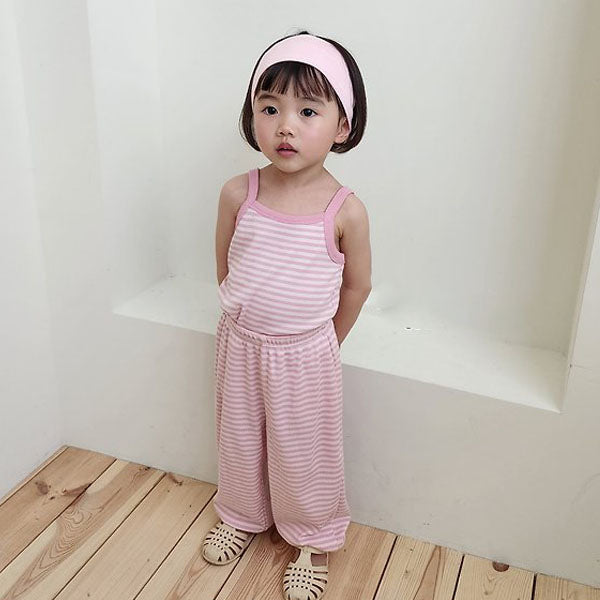 Stripe Jogger Pants Set Korean toddler pants in pink made in Korea