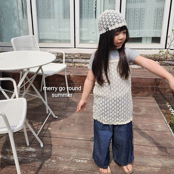 Denim Wide Pants Korean toddler pants in deep blue made in Korea