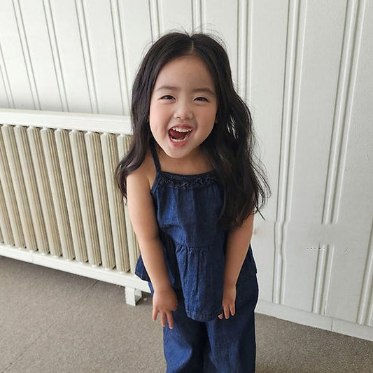 Denim Tank Top Korean toddler tank top in denim made in Korea