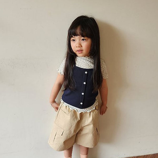 Ribbed Button Tank Top Korean toddler tank top in green made in Korea