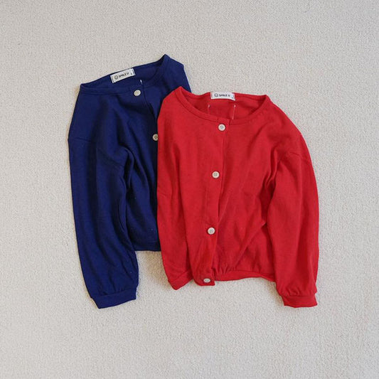 Summer Cardigan Korean toddler sweater in red made in Korea
