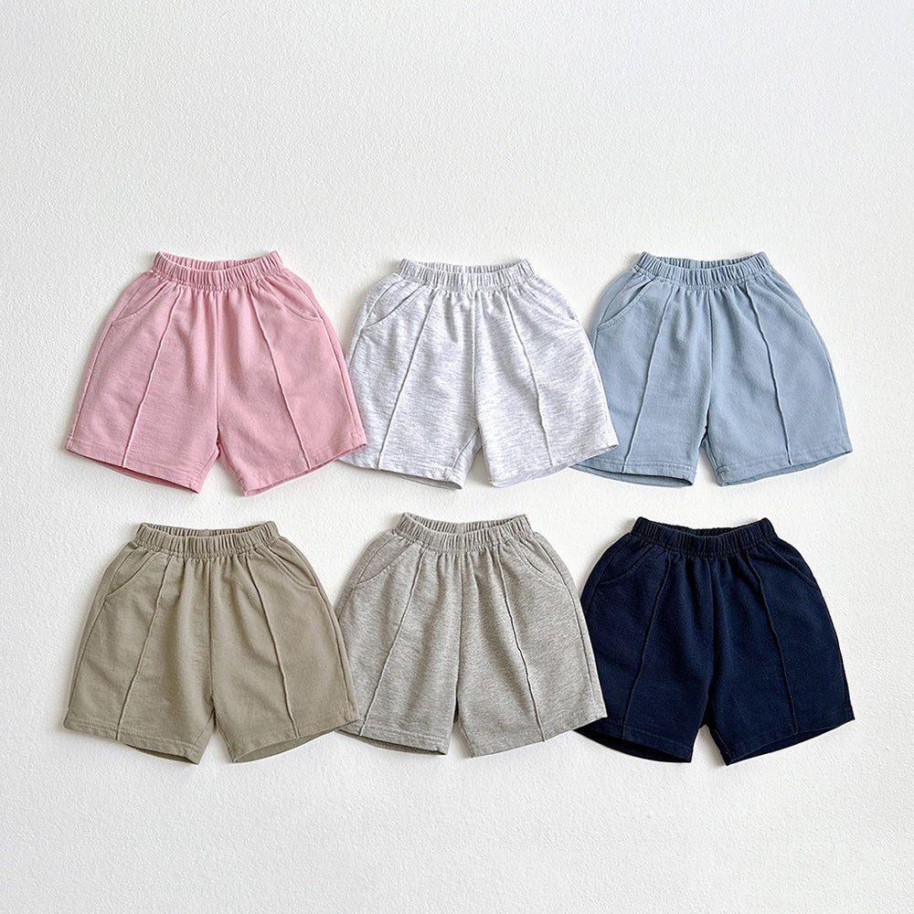 Pintuck Sweat Shorts Korean toddler shorts in khaki made in Korea