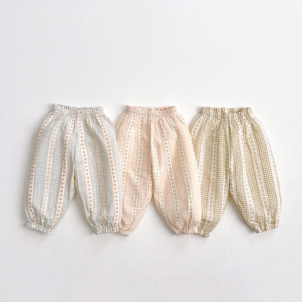 Romantic Check Balloon-Fit Pants Korean toddler pants in pink made in Korea