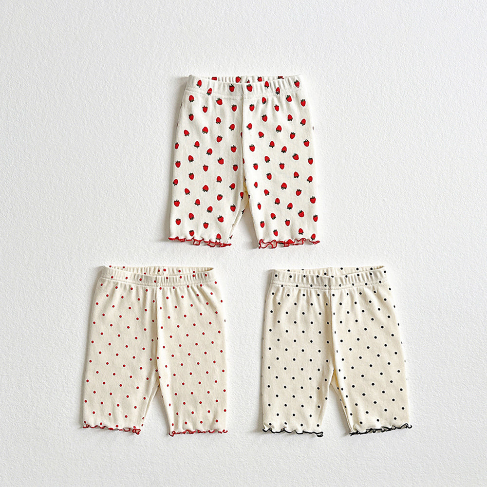 Strawberry Polka Dot Leggings Korean toddler pants in red polka dot made in Korea