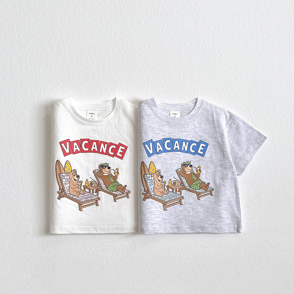 Vacation Bear Tee Korean toddler t-shirt in ivory made in Korea