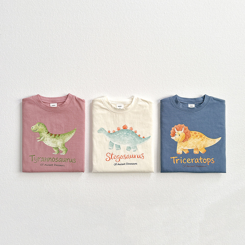 Dino Short Sleeve Tee Korean toddler t-shirt in cream made in Korea