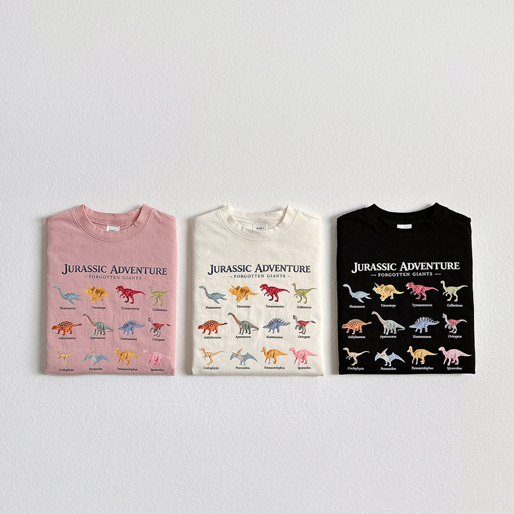 Little Dino Short Sleeve Tee Korean toddler t-shirt in cream made in Korea