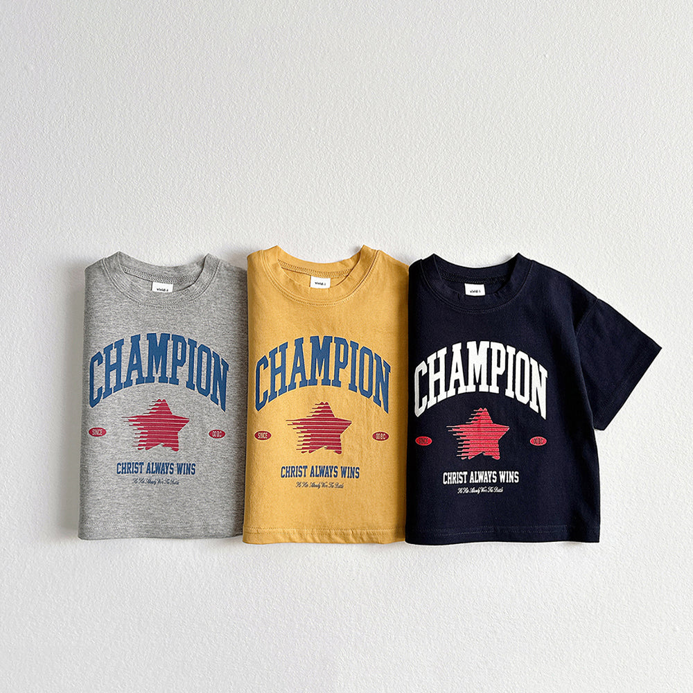 Champion Short Sleeve Tee Korean toddler t-shirt in heather made in Korea
