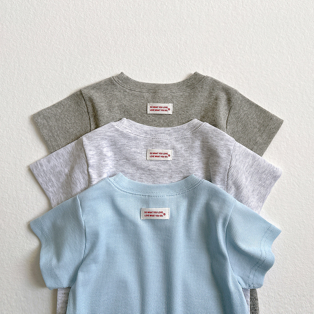 Ribbed Label Short Sleeve Tee Korean toddler t-shirt in baby blue made in Korea