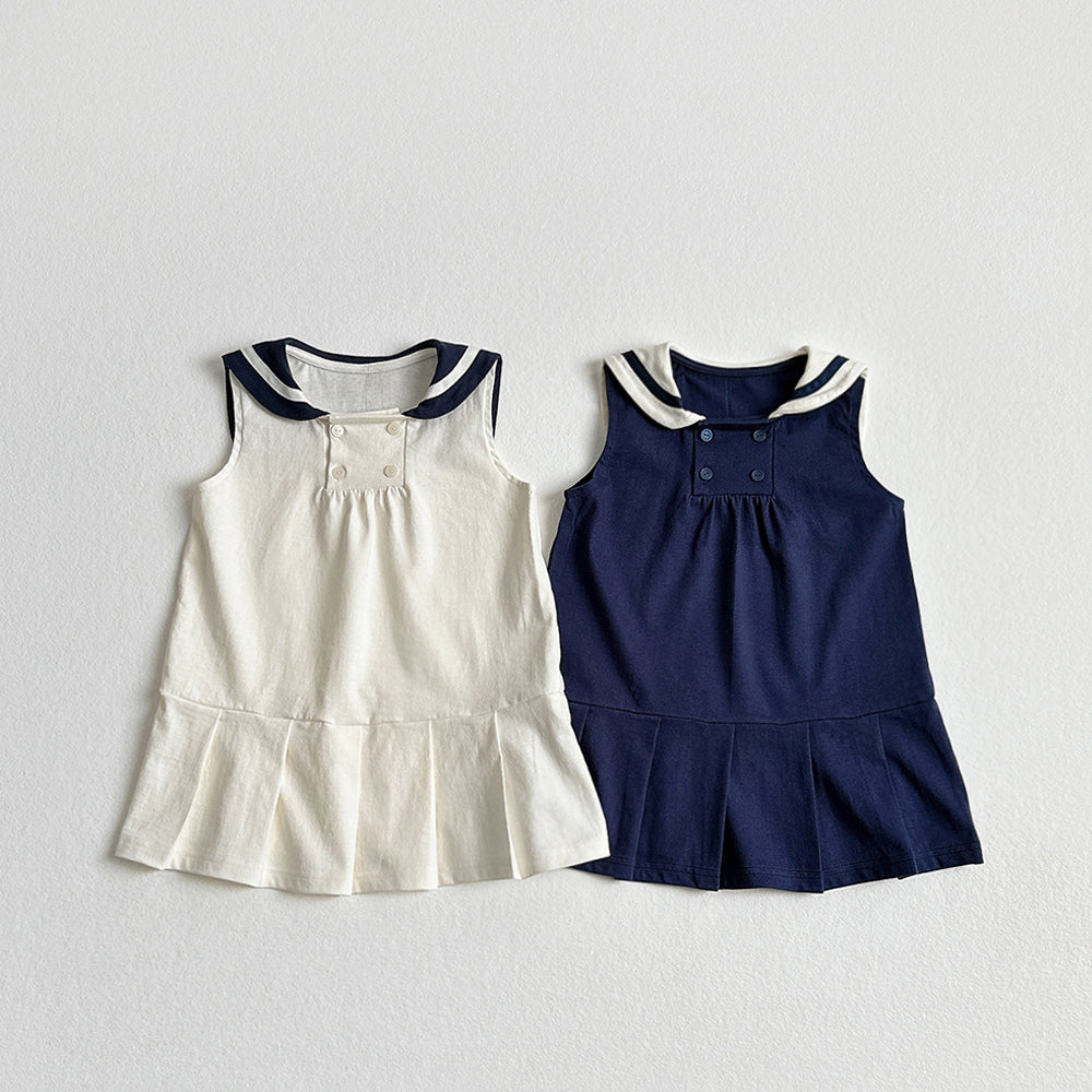 Sailor Tank Top Dress Korean toddler dress in cream made in Korea