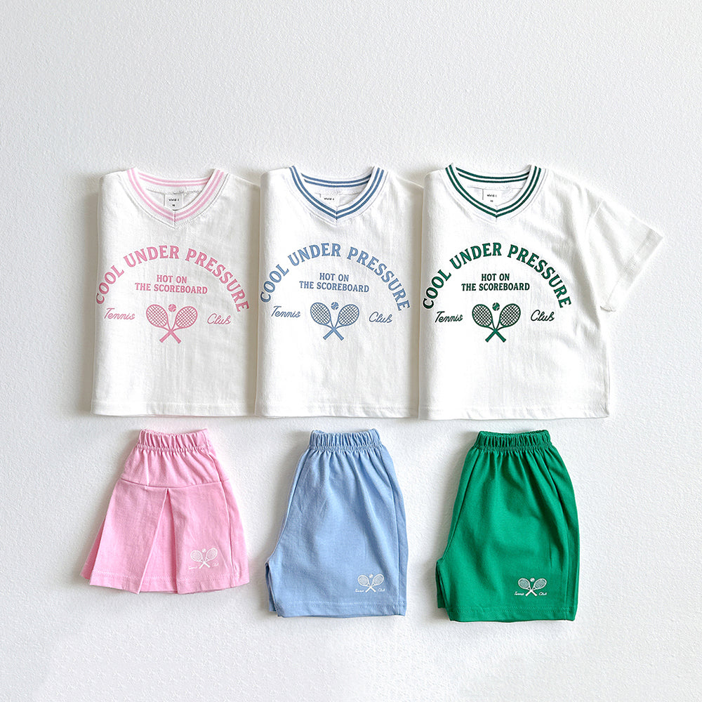 V-Neck Tennis Top & Bottom Set Korean toddler set in sky blue made in Korea