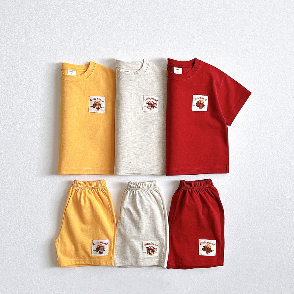 Summer Label Top & Bottom Set Korean toddler set in oatmeal made in Korea