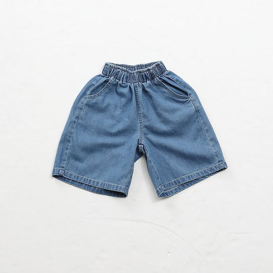 Basic Denim Bermuda Shorts Korean toddler shorts in blue denim made in Korea