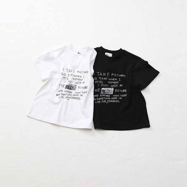 Camera Lettering Tee Korean toddler t-shirt in black made in Korea