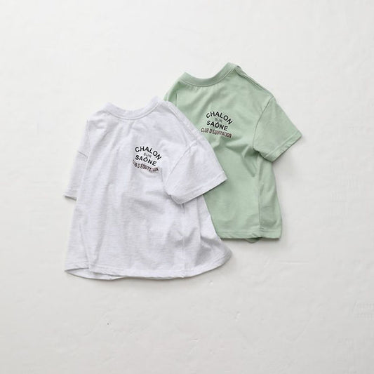 Salon Club Tee Korean toddler t-shirt in white melange made in Korea