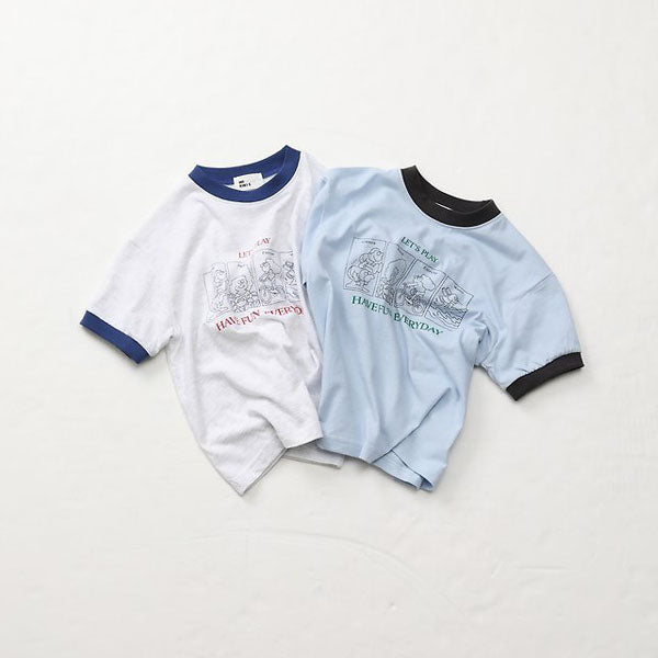 Play Ringer Tee Korean toddler t-shirt in white melange made in Korea