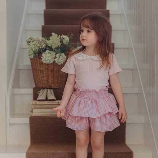 Lumi Collar Tee Korean toddler t-shirt in pink made in Korea