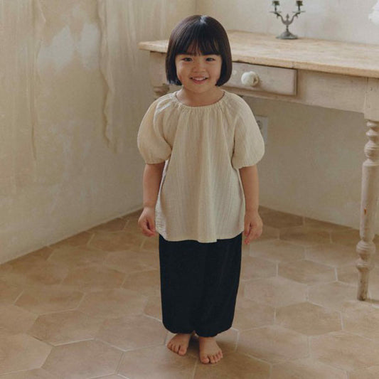 Seersucker Pants Korean toddler pants in cream made in Korea