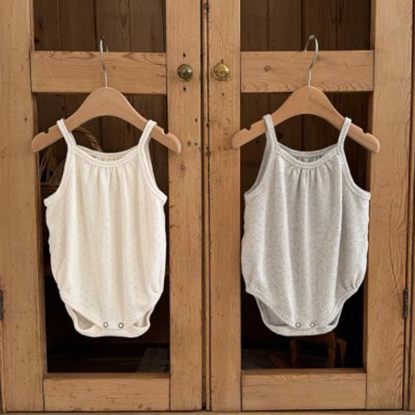 Vanilla Eyelet Tank Suit Korean infant tank top in ivory made in Korea