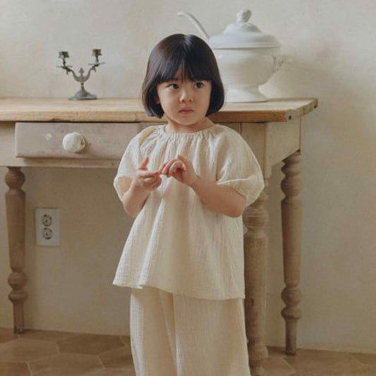 Popo Blouse Korean toddler blouse in cream made in Korea