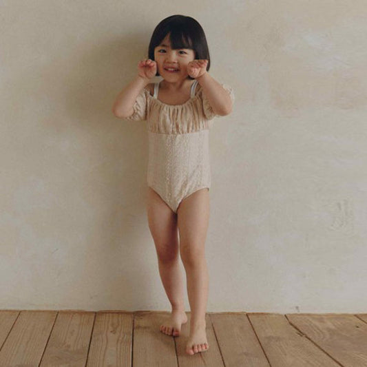 Lace Swimsuit Korean toddler swimsuit in pink made in Korea