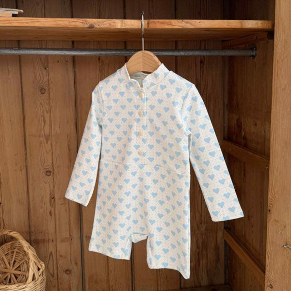 Heart Rash Guard Korean toddler rashguard in blue heart made in Korea