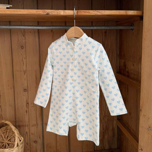 Heart Rash Guard Korean toddler rashguard in blue heart made in Korea