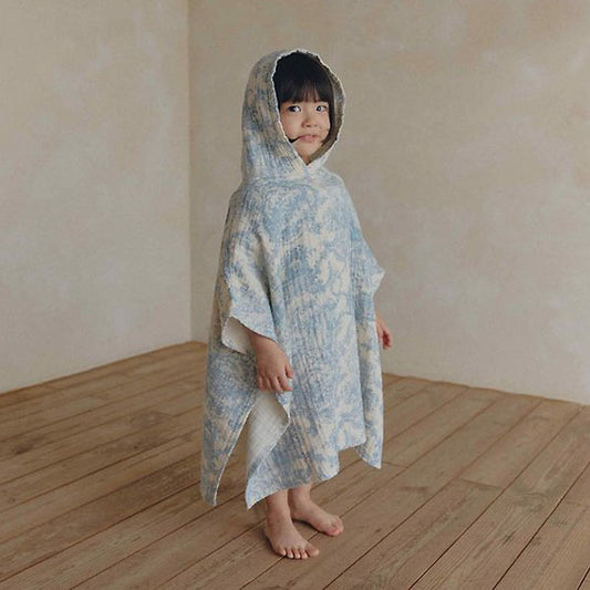 Drawing Beach Hoodie Korean toddler sweater in blue made in Korea