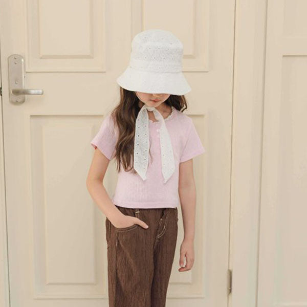 Lace Bucket Hat Korean toddler accessory in white made in Korea