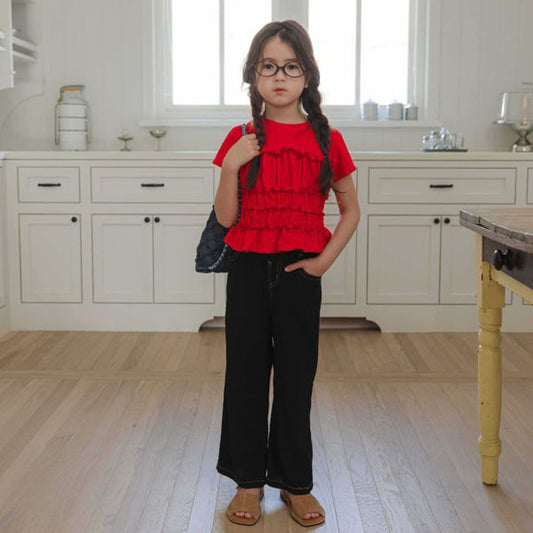Rayon Wrinkle Pants Korean toddler pants in brown made in Korea