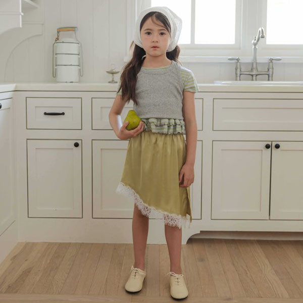 Asymmetrical Satin Skirt Korean toddler skirt in ivory made in Korea