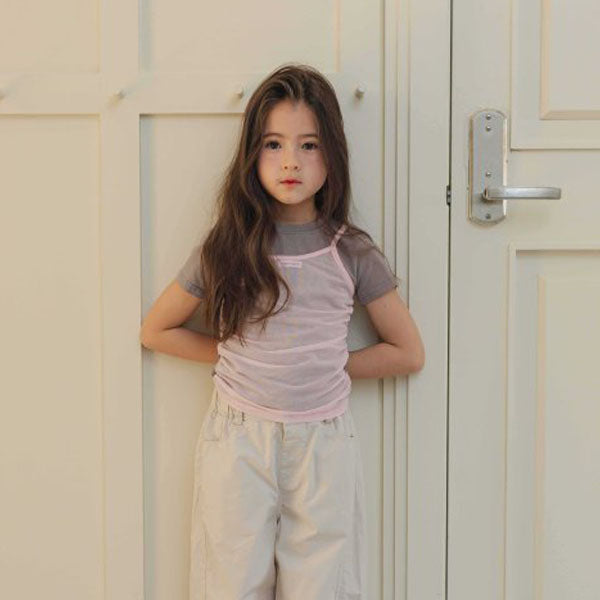 Mesh Layered Tee Korean toddler t-shirt in pink made in Korea
