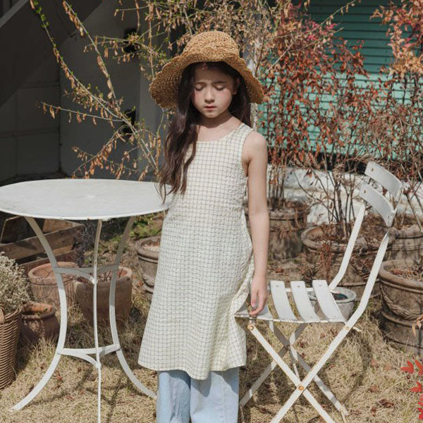 Reverse Check Dress Korean toddler dress in pink made in Korea