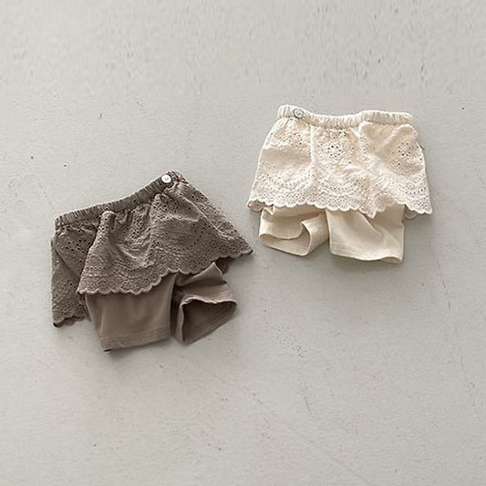 Lace Skirt Leggings Korean toddler pants in cream made in Korea