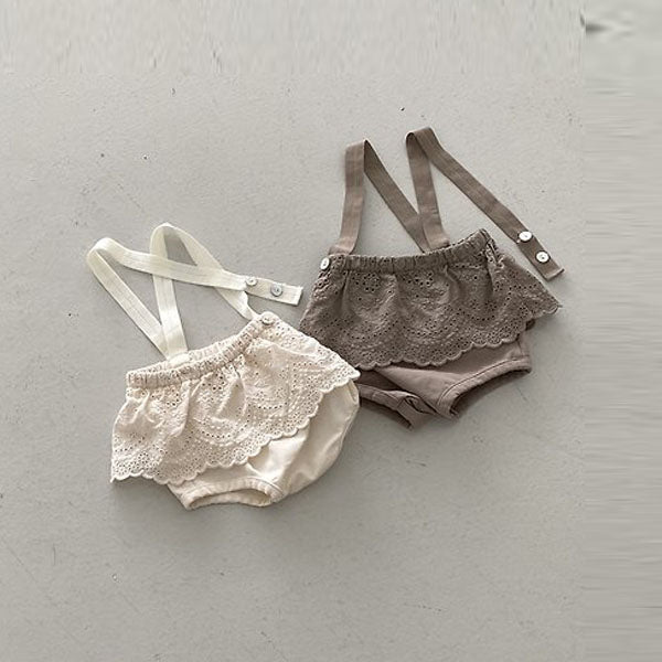 Lace Bloomers Korean infant bloomer in cream made in Korea