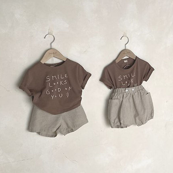 Bebe Smile Tee Korean infant t-shirt in beige made in Korea