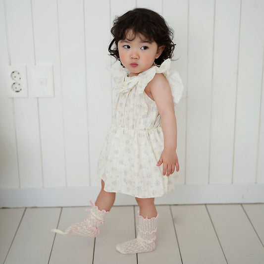 Aria Bodysuit Korean infant bodysuit in ivory(snowflake jacquard) made in Korea