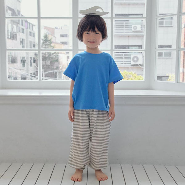 Summer Stripe Jogger Pants Korean toddler pants in gray made in Korea