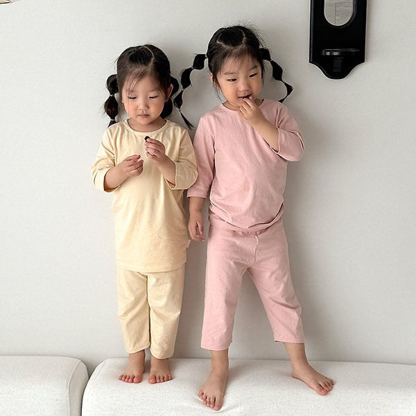 Plain 3/4-Length Loungewear Korean infant loungewear in warm beige made in Korea
