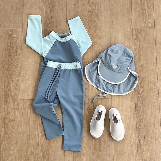 Bunny Rash Guard Set Korean toddler rashguard in blue made in Korea