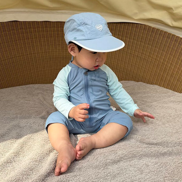 Bunny Rash Guard Bodysuit Korean infant rashguard in blue made in Korea