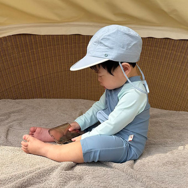 Bunny Flap Cap Korean infant accessory in blue made in Korea