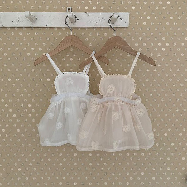Rose Apron Skirt Korean infant skirt in white made in Korea