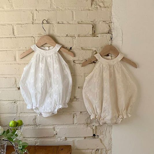 Ivy Halter Bodysuit Korean infant bodysuit in white made in Korea
