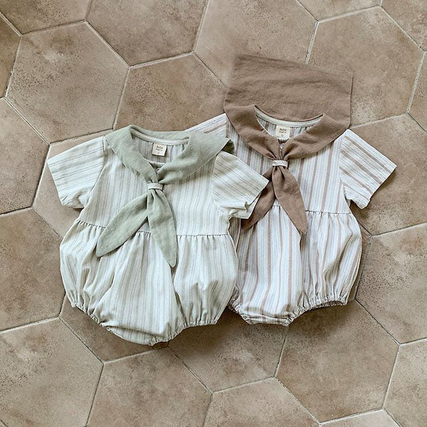 Cozy Sailor Bodysuit Korean infant bodysuit in brown made in Korea