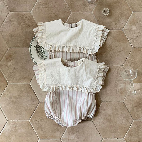 Cozy Ruffle Bodysuit Korean infant bodysuit in brown made in Korea
