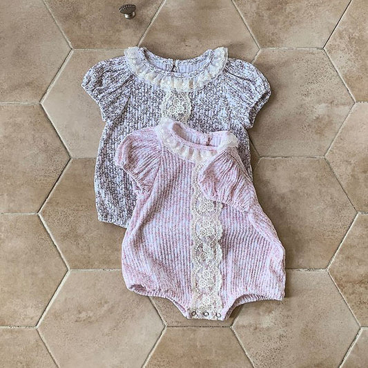 Songyi Ruffle Bodysuit Korean infant bodysuit in pink made in Korea