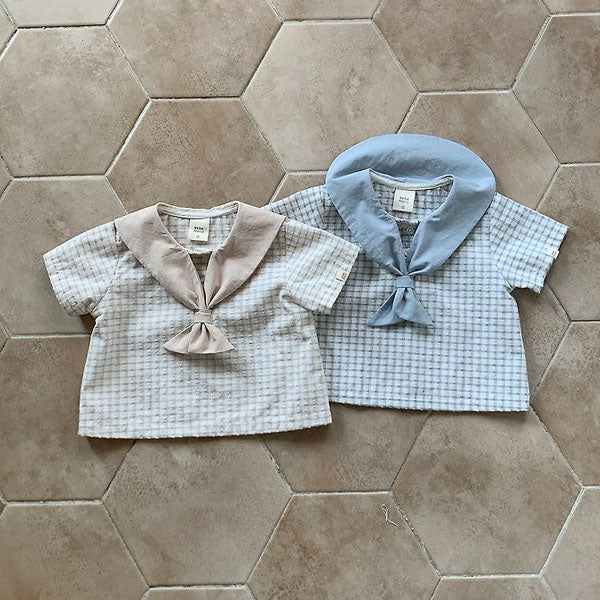 Sailor Marine Blouse Korean infant swimsuit in beige made in Korea
