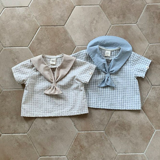 Sailor Marine Blouse Korean infant swimsuit in beige made in Korea